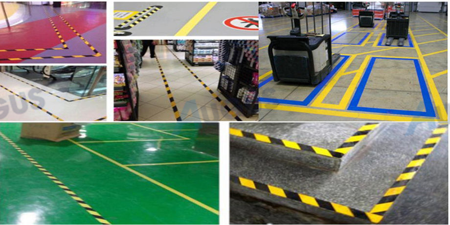 Vinyl PVC floor marking warning tape waterproof for facility warning lane marking