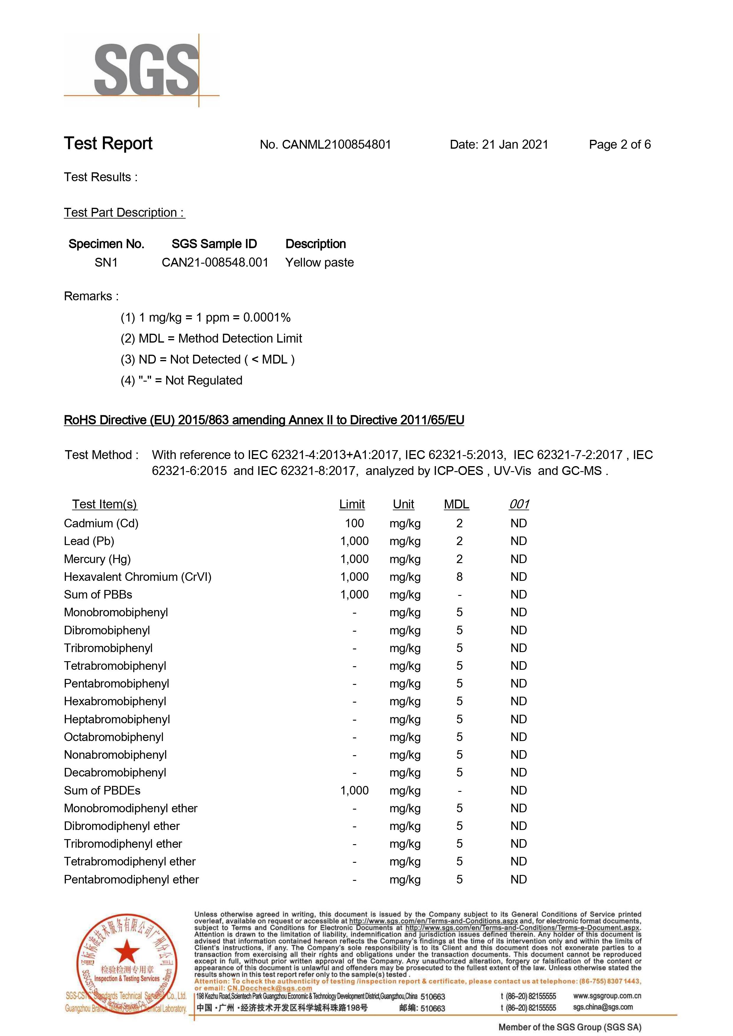 AUGUS Adhesive testing (RoHS + SGS)