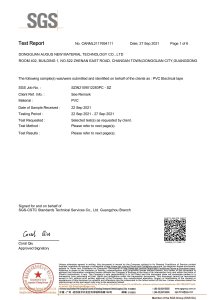 AUGUS - Certificate (SGS) all items of PVC tape