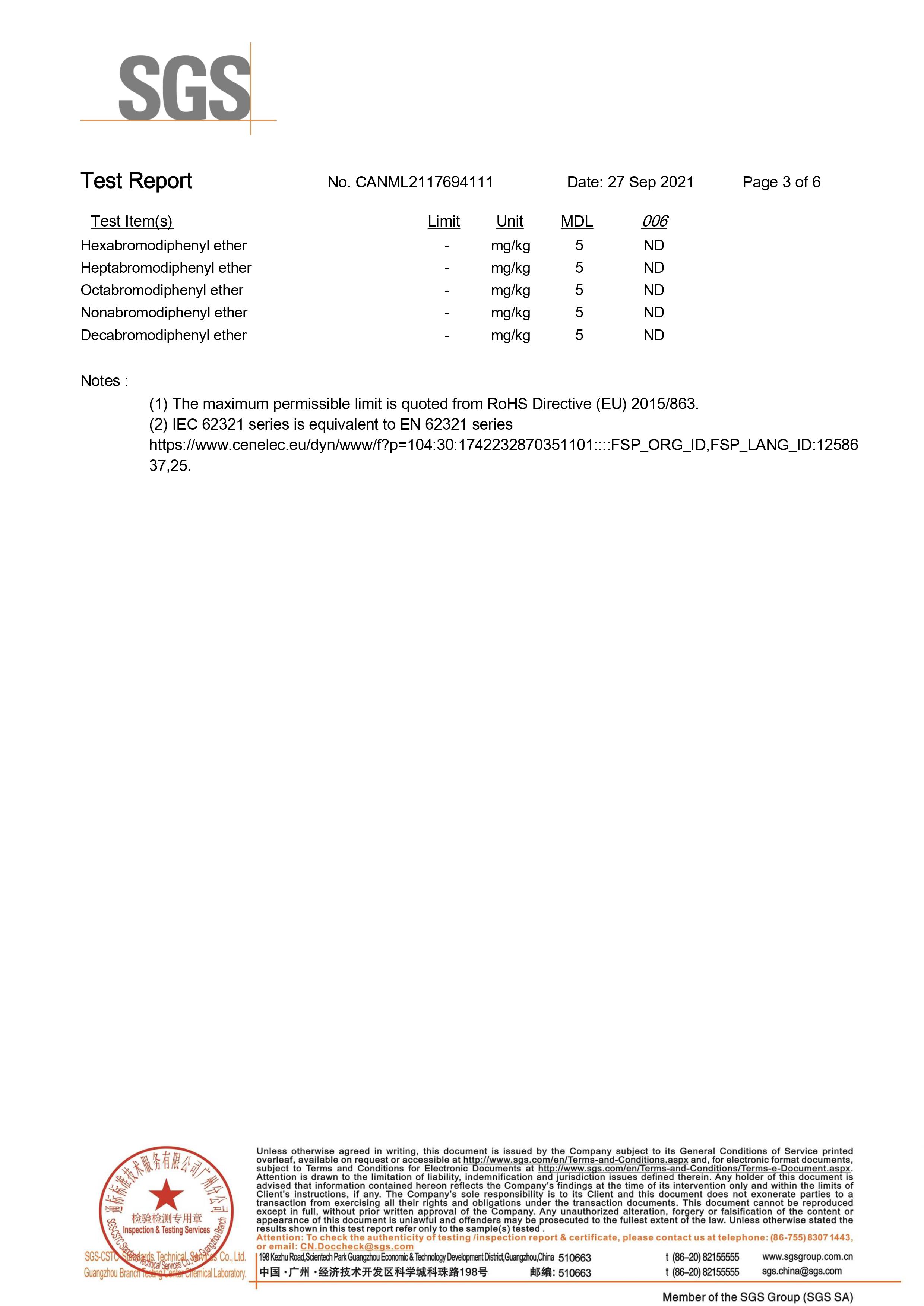 AUGUS - Certificate (SGS) all items of PVC tape